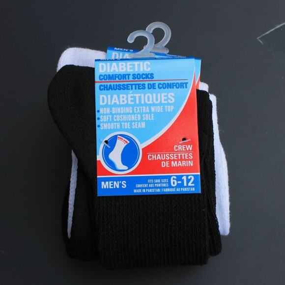 Men's 2 Pack Diabetic Crew Socks Fits Shoe Size 6-12 - Picture 9 of 11